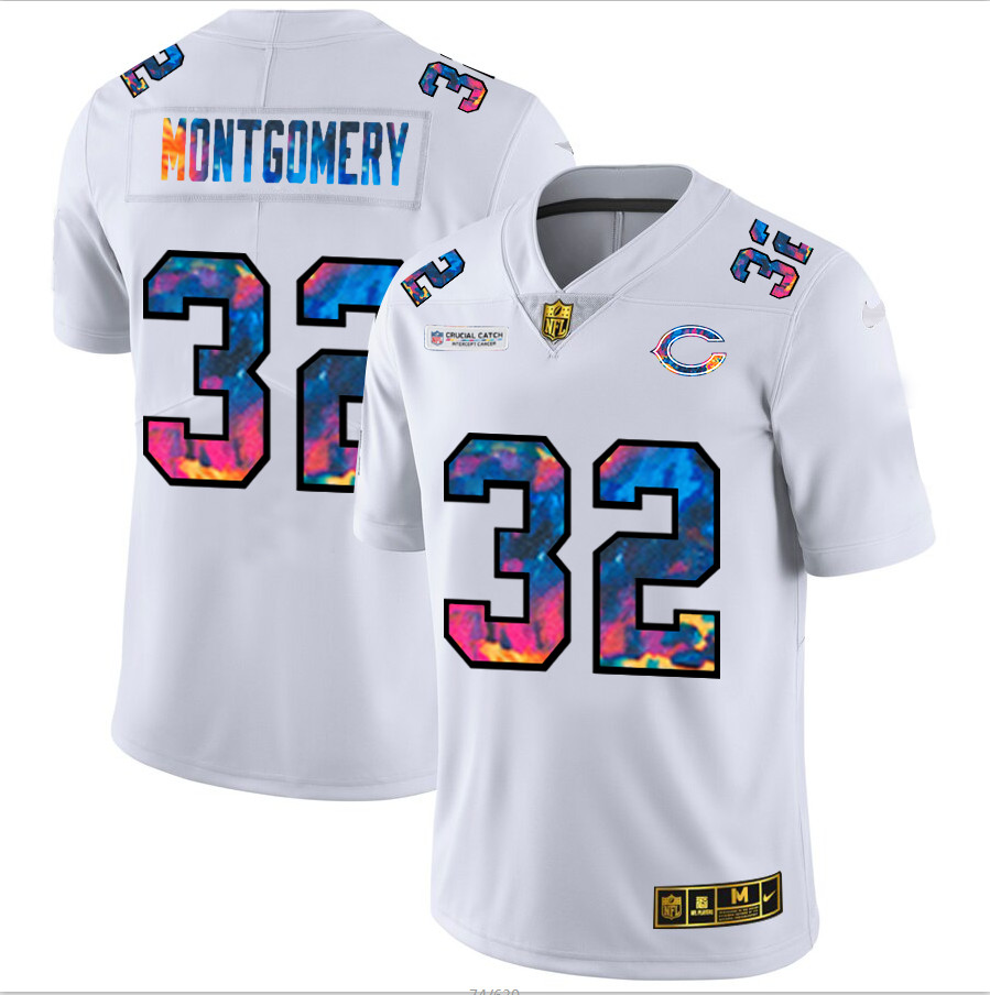 Chicago Bears #32 David Montgomery Men's White Nike Multi-Color 2020 NFL Crucial Catch Limited NFL Jersey Chicago Bears #32 David Montgomery Men's White Nike Multi-Color 2020 NFL Crucial Catch Limited NFL Jersey