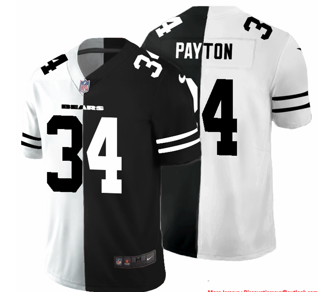 Chicago Bears #34 Walter Payton Men's Black V White Peace Split Nike Vapor Untouchable Limited NFL Jersey Chicago Bears #34 Walter Payton Men's Black V White Peace Split Nike Vapor Untouchable Limited NFL Jersey