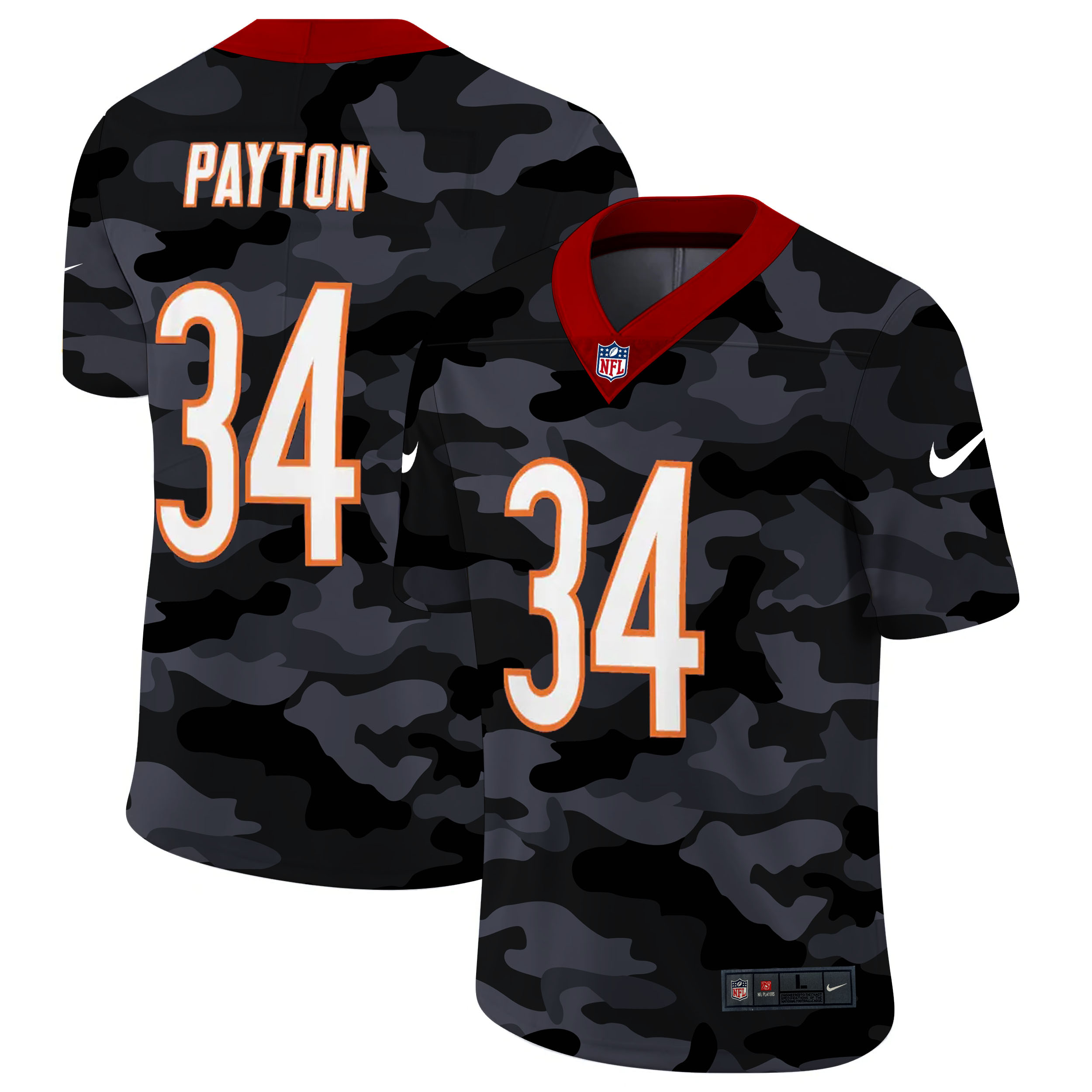 Chicago Bears #34 Walter Payton Men's Nike 2020 Black CAMO Vapor Untouchable Limited Stitched NFL Jersey Chicago Bears #34 Walter Payton Men's Nike 2020 Black CAMO Vapor Untouchable Limited Stitched NFL Jersey