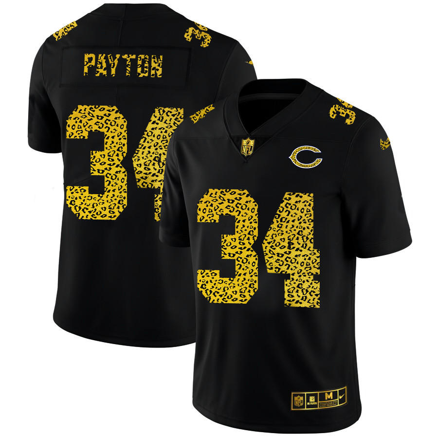 Chicago Bears #34 Walter Payton Men's Nike Leopard Print Fashion Vapor Limited NFL Jersey Black Chicago Bears #34 Walter Payton Men's Nike Leopard Print Fashion Vapor Limited NFL Jersey Black