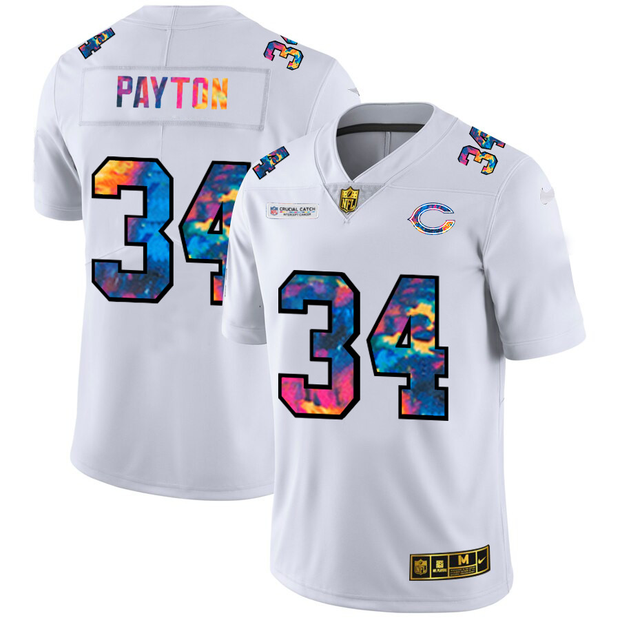 Chicago Bears #34 Walter Payton Men's White Nike Multi-Color 2020 NFL Crucial Catch Limited NFL Jersey Chicago Bears #34 Walter Payton Men's White Nike Multi-Color 2020 NFL Crucial Catch Limited NFL Jersey