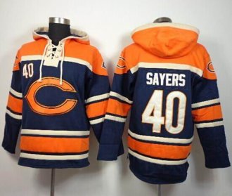 Chicago Bears #40 Gale Sayers Navy Blue Sawyer Hooded Sweatshirt NFL Hoodie Chicago Bears #40 Gale Sayers Navy Blue Sawyer Hooded Sweatshirt NFL Hoodie