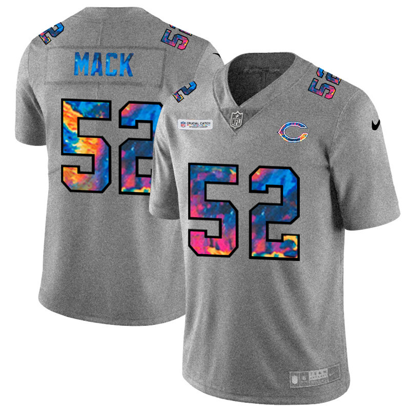 Chicago Bears #52 Khalil Mack Men's Nike Multi-Color 2020 NFL Crucial Catch NFL Jersey Greyheather Chicago Bears #52 Khalil Mack Men's Nike Multi-Color 2020 NFL Crucial Catch NFL Jersey Greyheather