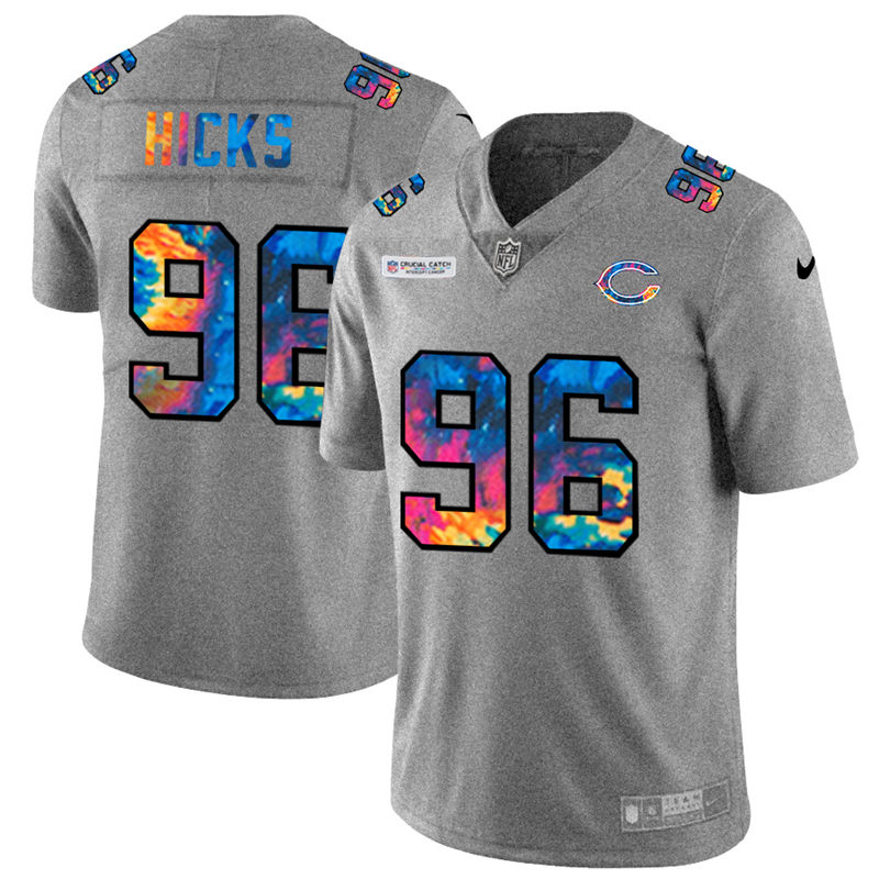 Chicago Bears #96 Akiem Hicks Men's Nike Multi-Color 2020 NFL Crucial Catch NFL Jersey Greyheather Chicago Bears #96 Akiem Hicks Men's Nike Multi-Color 2020 NFL Crucial Catch NFL Jersey Greyheather