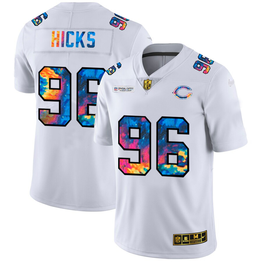 Chicago Bears #96 Akiem Hicks Men's White Nike Multi-Color 2020 NFL Crucial Catch Limited NFL Jersey Chicago Bears #96 Akiem Hicks Men's White Nike Multi-Color 2020 NFL Crucial Catch Limited NFL Jersey
