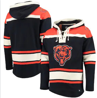 Chicago Bears '47 Lacer V-Neck Pullover Hoodie – Navy Orange Chicago Bears '47 Lacer V-Neck Pullover Hoodie – Navy Orange