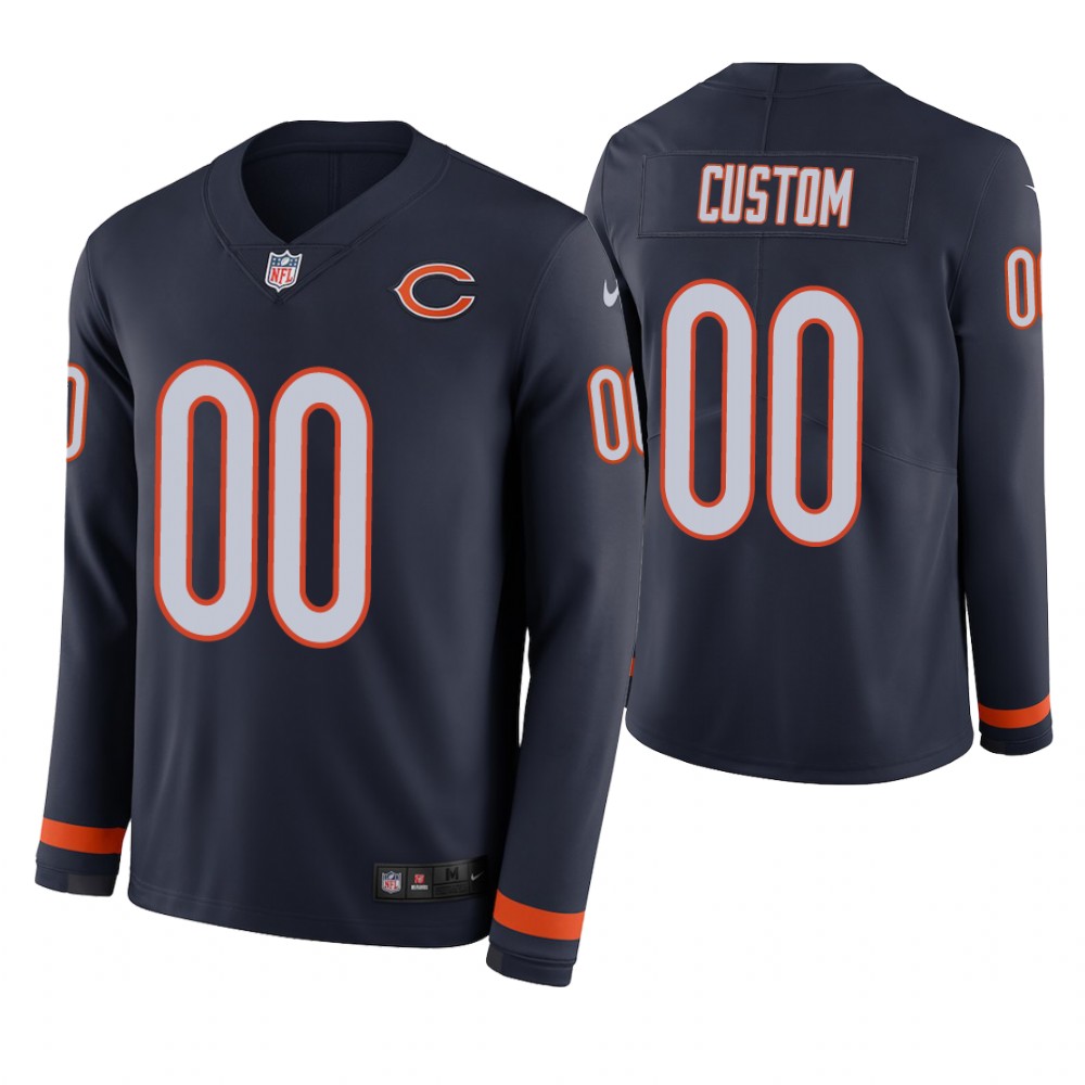 Chicago Bears Custom Navy Therma Long Sleeve Jersey