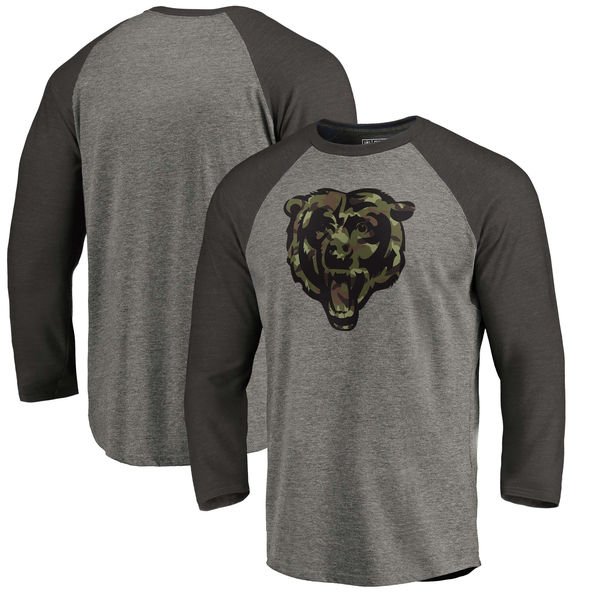 Chicago Bears NFL Pro Line By Fanatics Branded Black Gray Tri Blend 34-Sleeve T-Shirt Chicago Bears NFL Pro Line By Fanatics Branded Black Gray Tri Blend 34-Sleeve T-Shirt