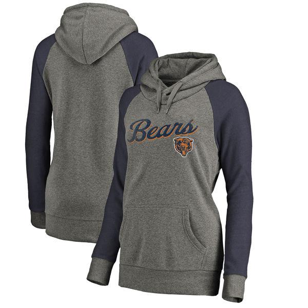 Chicago Bears NFL Pro Line By Fanatics Branded Women's Timeless Collection Rising Script Plus Size Tri-Blend Hoodie Ash