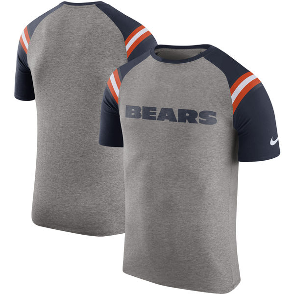 Chicago Bears Nike Enzyme Shoulder Stripe Raglan T-Shirt Heathered Gray Chicago Bears Nike Enzyme Shoulder Stripe Raglan T-Shirt Heathered Gray