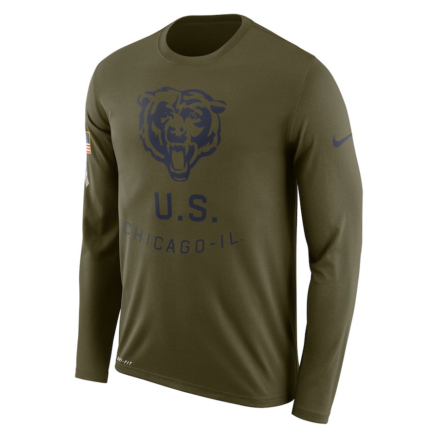 Chicago Bears Nike Salute To Service Sideline Legend Performance Long Sleeve T-Shirt Olive Chicago Bears Nike Salute To Service Sideline Legend Performance Long Sleeve T-Shirt Olive