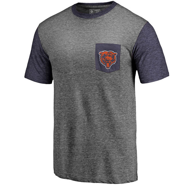 Chicago Bears Pro Line By Fanatics Branded Heathered Gray Navy Refresh Pocket T-Shirt Chicago Bears Pro Line By Fanatics Branded Heathered Gray Navy Refresh Pocket T-Shirt