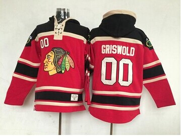 Chicago Blackhawks #00 Clark Griswold Red Sawyer Hooded Sweatshirt Stitched NHL Jersey