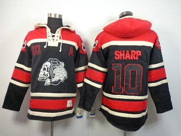 Chicago Blackhawks #10 Patrick Sharp Black Sawyer Hooded Sweatshirt Stitched NHL Jersey