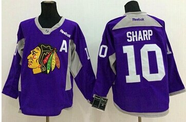 Chicago Blackhawks #10 Patrick Sharp Purple Hockey Fights Cancer Stitched NHL Jersey