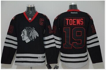 Chicago Blackhawks #19 Jonathan Toews Black Ice Stitched NHL Jersey
