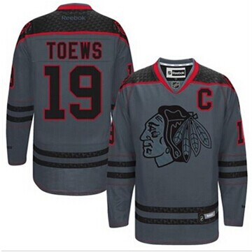 Chicago Blackhawks #19 Jonathan Toews Charcoal Cross Check Fashion Stitched NHL Jersey