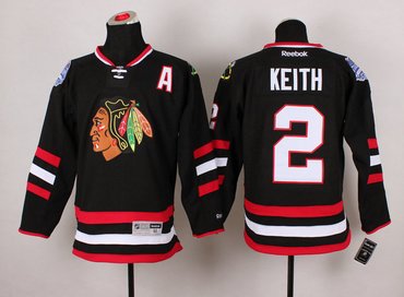 Chicago Blackhawks #2 Duncan Keith(A Patches)Black 2014 Stadium Series Hockey NHL Jersey