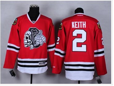 Chicago Blackhawks #2 Duncan Keith Red(White Skull) Stitched NHL Jersey