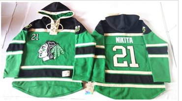 Chicago Blackhawks #21 Stan Mikita Green St. Patrick's Day McNary Lace Hoodie NHL Jersey Chicago Blackhawks #21 Stan Mikita Green St. Patrick's Day McNary Lace Hoodie NHL Jersey