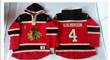 Chicago Blackhawks #4 Niklas Hjalmarsson Red Sawyer Hooded Sweatshirt NHL Jersey