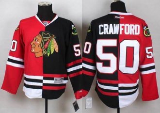 Chicago Blackhawks #50 Corey Crawford Red Black Split Stitched NHL Jersey
