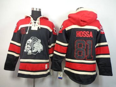 Chicago Blackhawks #81 Marian Hossa Black Sawyer Hooded Sweatshirt Stitched NHL Jersey