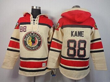 Chicago Blackhawks #88 Patrick Kane Cream Sawyer Hooded Sweatshirt NHL Jersey