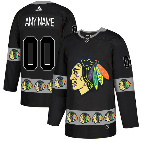 Chicago Blackhawks Black Men's Customized Team Logos Fashion Adidas Jersey Chicago Blackhawks Black Men's Customized Team Logos Fashion Adidas Jersey