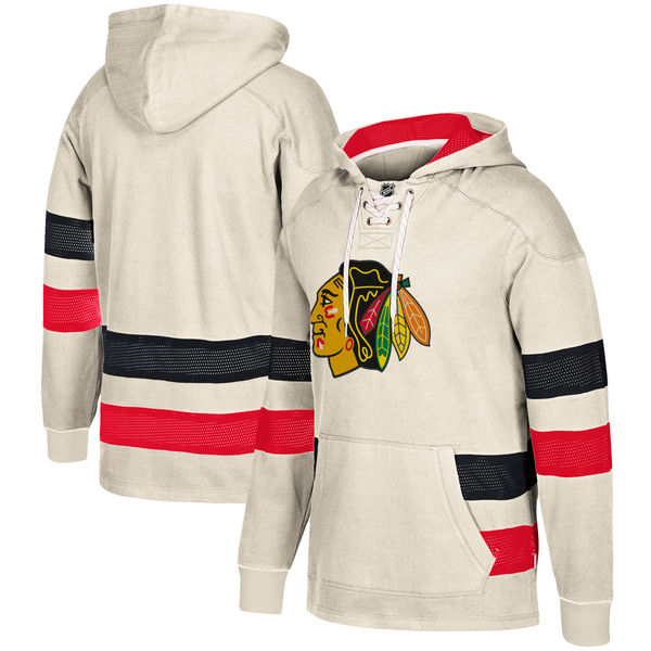 Chicago Blackhawks Cream Men's Customized All Stitched Hooded Sweatshirt Chicago Blackhawks Cream Men's Customized All Stitched Hooded Sweatshirt