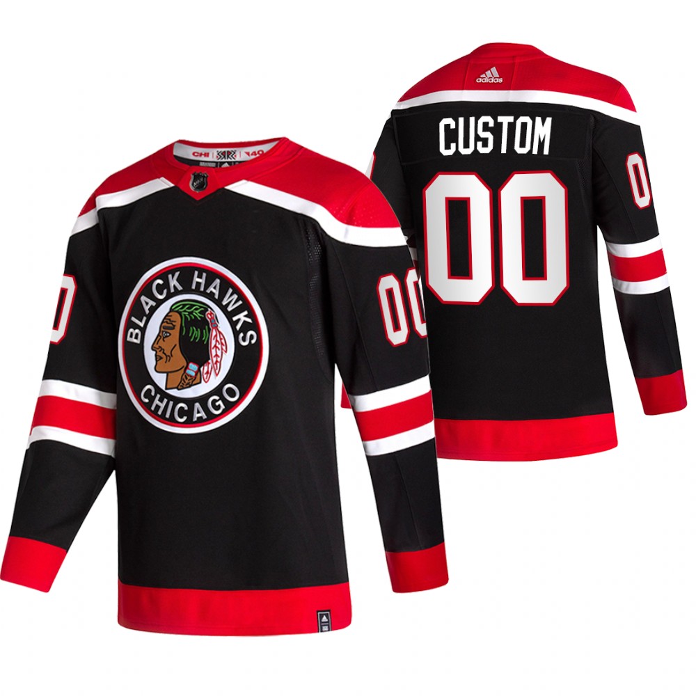 Chicago Blackhawks Custom Black Men's Adidas 2020-21 Reverse Retro Alternate NHL Jersey Chicago Blackhawks Custom Black Men's Adidas 2020-21 Reverse Retro Alternate NHL Jersey