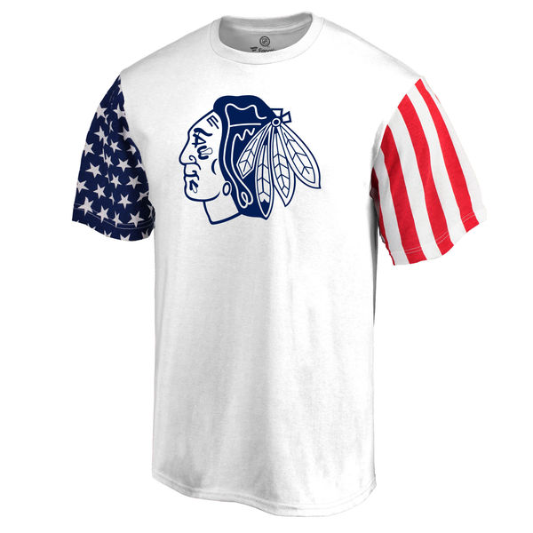 Chicago Blackhawks Fanatics Branded Stars & Stripes T-Shirt White Chicago Blackhawks Fanatics Branded Stars & Stripes T-Shirt White