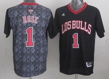 Chicago Bulls #1 Derrick Rose Black New Latin Nights NBA Jersey