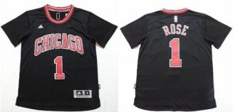 Chicago Bulls #1 Derrick Rose Black Short Sleeve Stitched NBA Jersey
