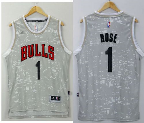 Chicago Bulls #1 Derrick Rose Grey City Light Stitched NBA Jersey