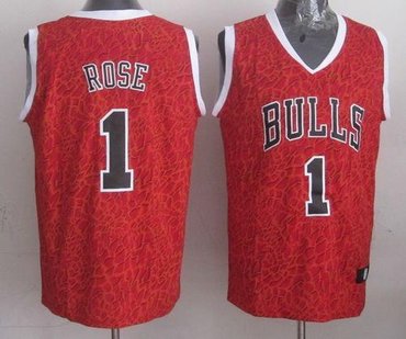 Chicago Bulls #1 Derrick Rose Red Crazy Light NBA Jersey