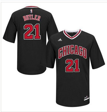 Chicago Bulls #21 Jimmy Butler Black Short Sleeve Stitched NBA Jersey