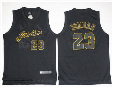 Chicago Bulls #23 Michael Jordan Black(Gold No.) Anniversary Stitched NBA Jersey