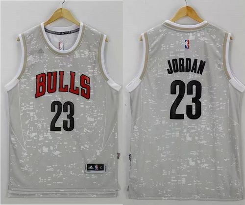 Chicago Bulls #23 Michael Jordan Grey City Light Stitched NBA Jersey