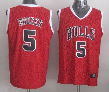 Chicago Bulls #5 Carlos Boozer Red Crazy Light NBA Jersey