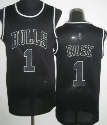 Chicago Bulls 1 Derrick Rose Black Revolution 30 NBA Jerseys Black Number