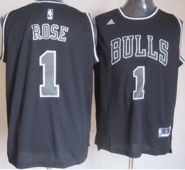 Chicago Bulls 1 Derrick Rose Black White Fashion Revolution 30 Swingman NBA Jerseys