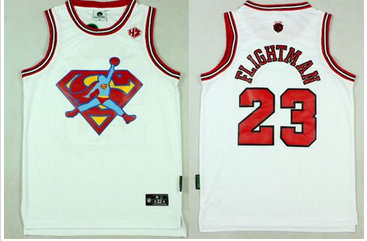 Chicago Bulls#23 Michael Jordan White FlightMan Stitched NBA Jersey