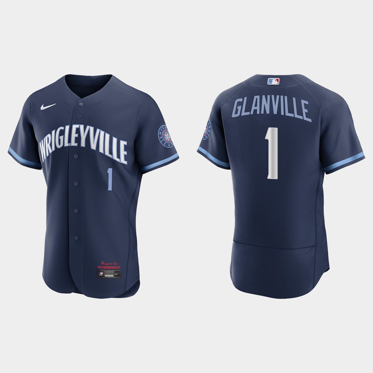 Chicago Cubs #1 Doug Glanville Men's Nike 2021 City Connect Authentic Navy MLB Jersey
