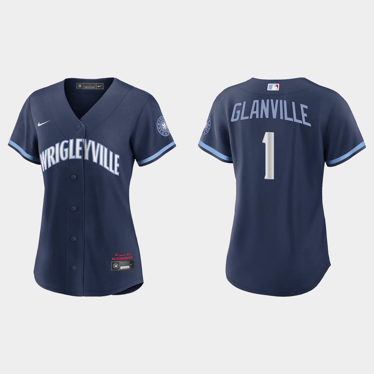 Chicago Cubs #1 Doug Glanville Women's Nike 2021 City Connect Navy MLB Jersey Chicago Cubs #1 Doug Glanville Women's Nike 2021 City Connect Navy MLB Jersey