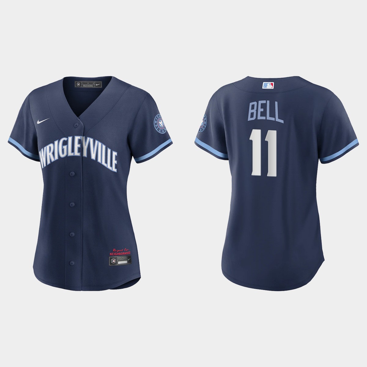 Chicago Cubs #11 George Bell Women's Nike 2021 City Connect Navy MLB Jersey Chicago Cubs #11 George Bell Women's Nike 2021 City Connect Navy MLB Jersey