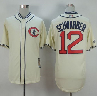 Chicago Cubs #12 Kyle Schwarber Cream 1929 Turn Back The Clock Stitched Baseball Jersey