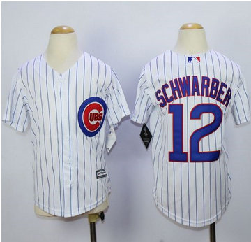 Chicago Cubs #12 Kyle Schwarber White(Blue Strip) Cool Base Stitched Youth MLB Jersey Chicago Cubs #12 Kyle Schwarber White(Blue Strip) Cool Base Stitched Youth MLB Jersey