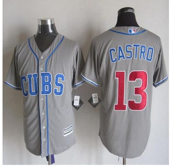 Chicago Cubs #13 Starlin Castro Grey Alternate Road New Cool Base Stitched Baseball Jersey