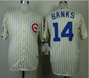 Chicago Cubs #14 Ernie Banks Cream 1969 Turn Back The Clock Stitched Baseball Jersey